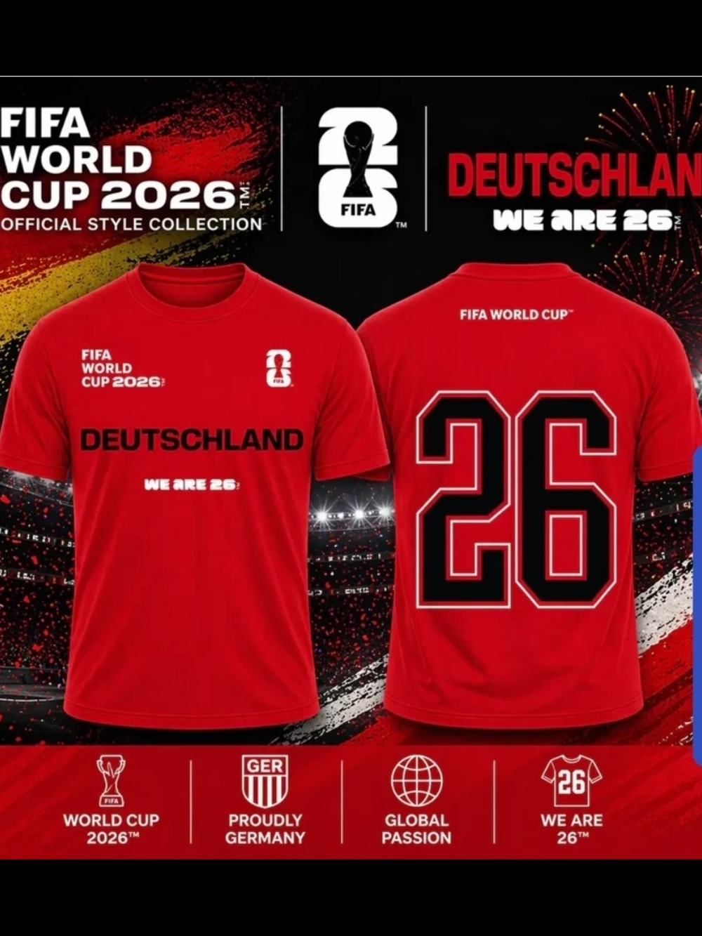 FIFA World Cup 2026 Germany Deutschland Red Size Small New Sealed Official